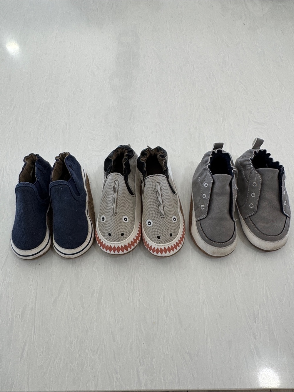 Robeez Baby Boy Soft Sole Slip Resistant Moccasins lot of 3: 6-12, 12-18 & 18-24